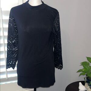 Black Top with Lace Sleeves